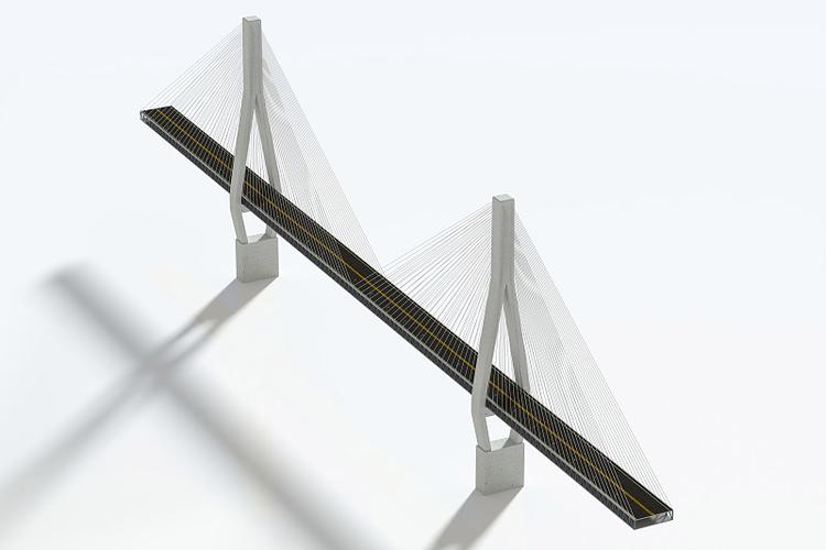 吊索橋橋梁模型 3d渲染圖片